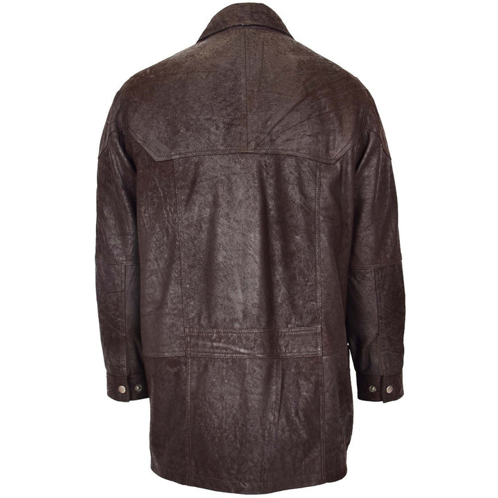 Mens Classic Leather Winter Car Coat M2 Brown