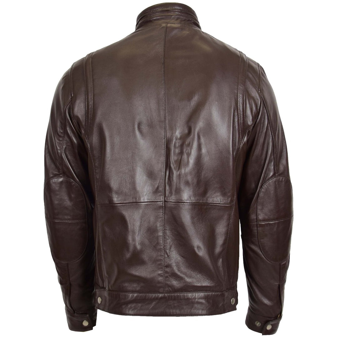 Men's Standing Collar Leather Jacket Tony Brown