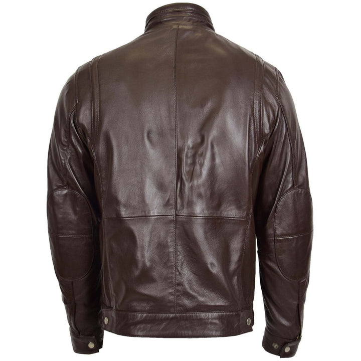 Men's Standing Collar Leather Jacket Tony Brown