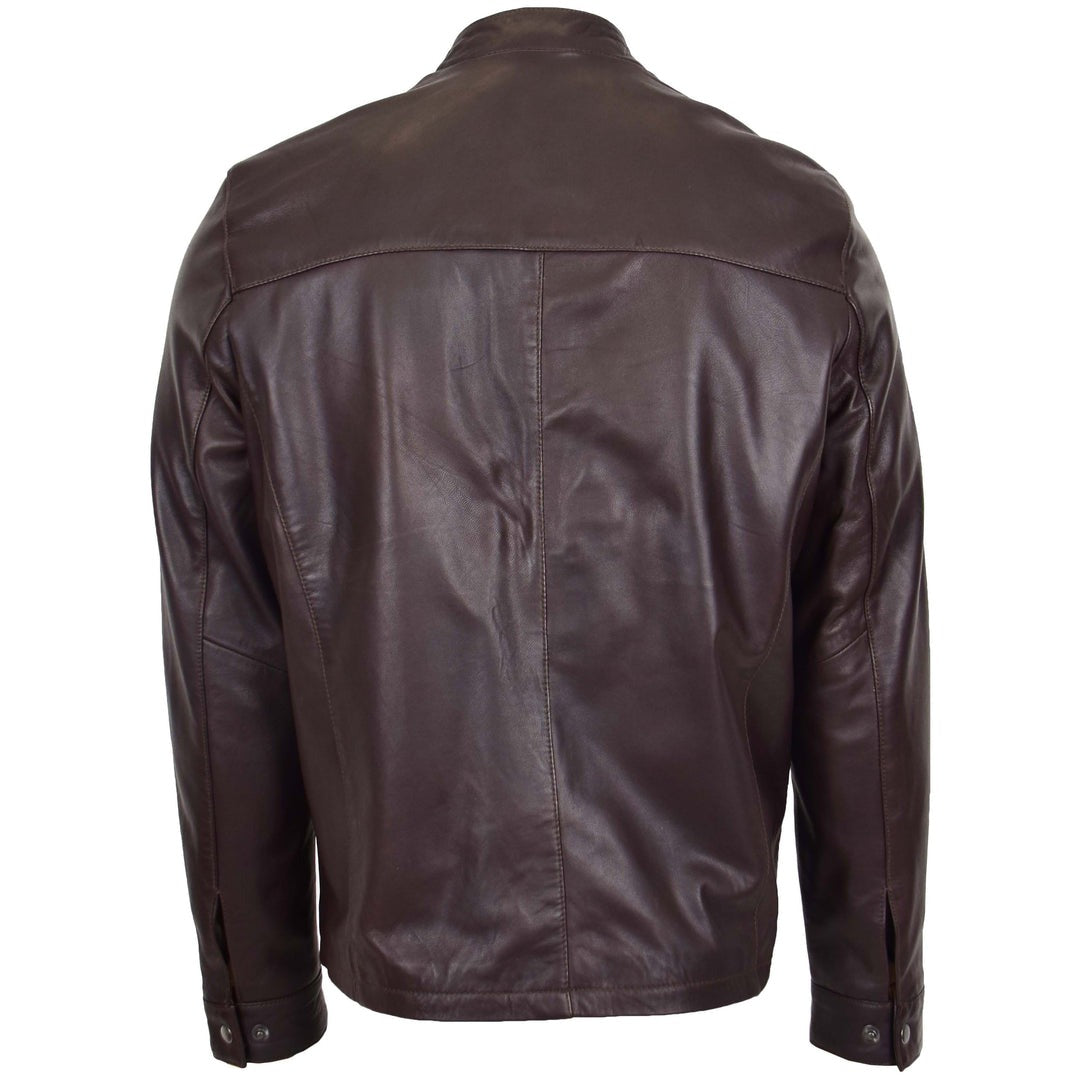 Mens Leather Standing Collar Jacket Paul Brown