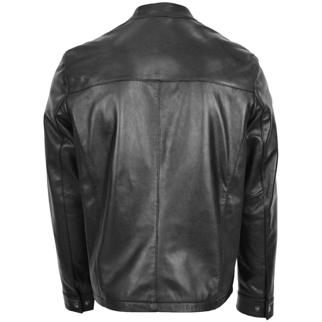 Mens Leather Standing Collar Jacket Paul Black
