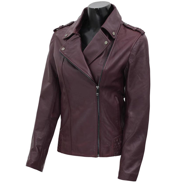 Premium Stylish Purple Biker Fashion Leather Jacket for Women