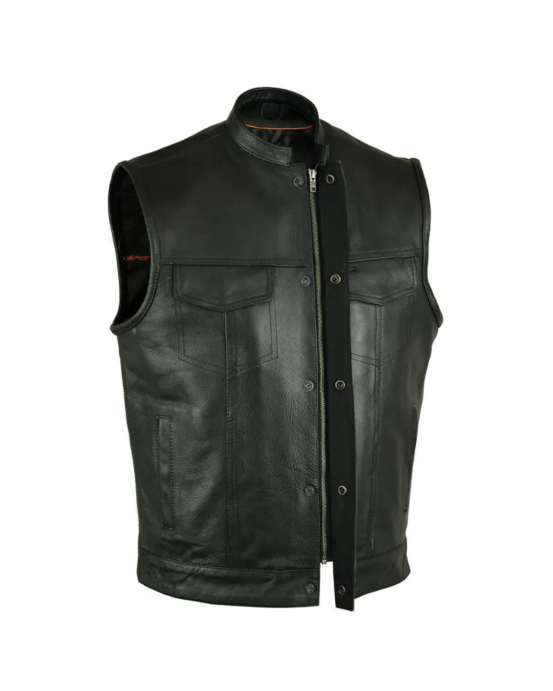 Men’s Black Motorcycle Biker leather Vest