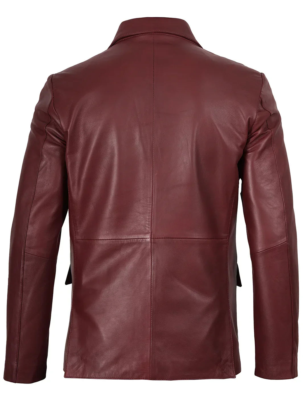 Men's Burgundy Real Leather Blazer