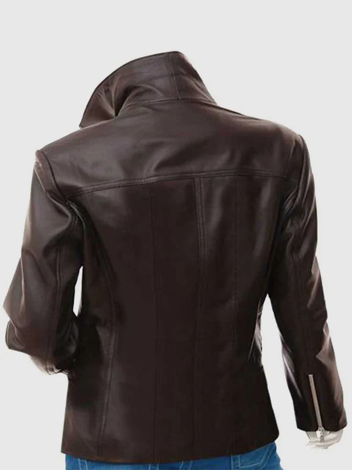 Brown Leather Biker Jacket