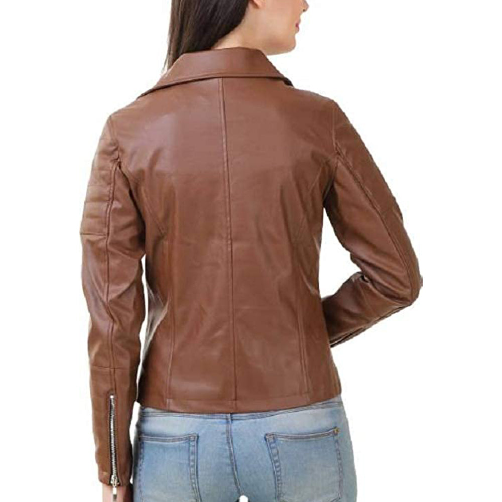 Premium Stylish Brown Fashion Leather Jacket for Women
