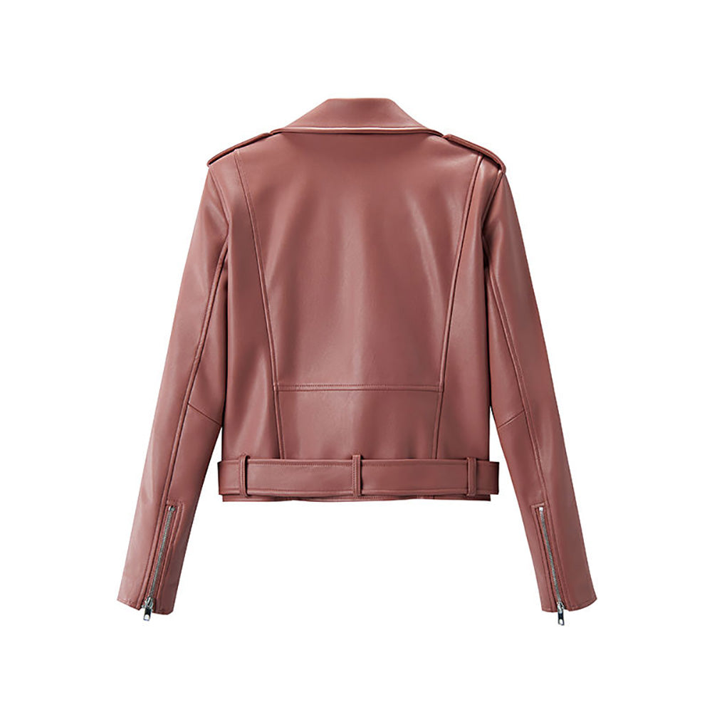 Brown Fashion Leather Jacket for Women