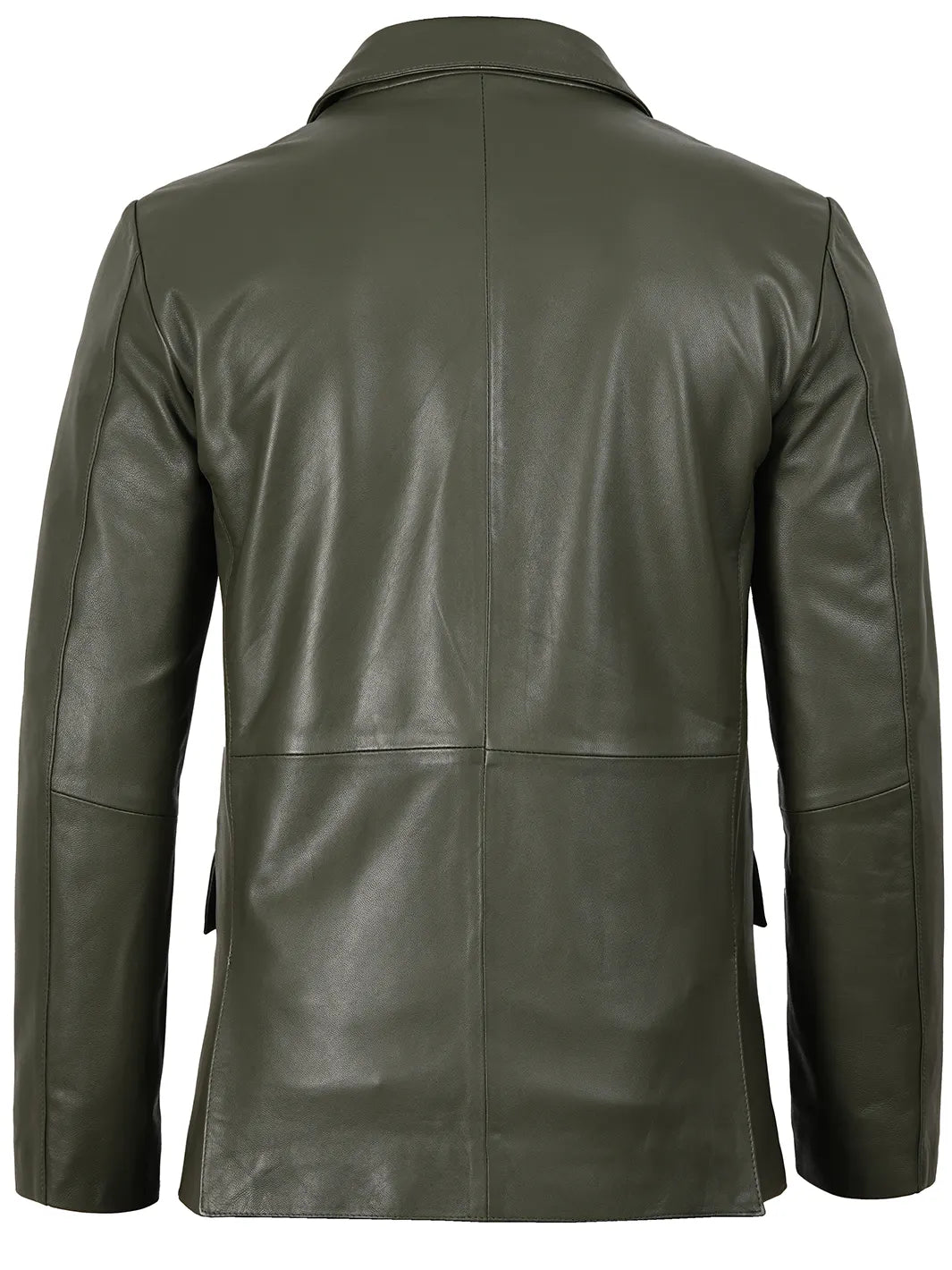 Men's Dark Green Real Leather Blazer