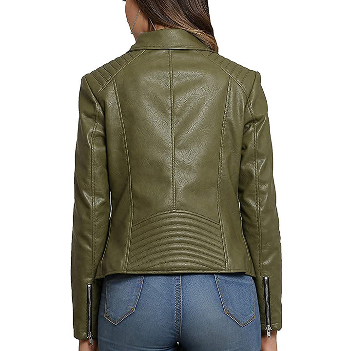 Premium Stylish Green Fashion Leather Jacket for Women