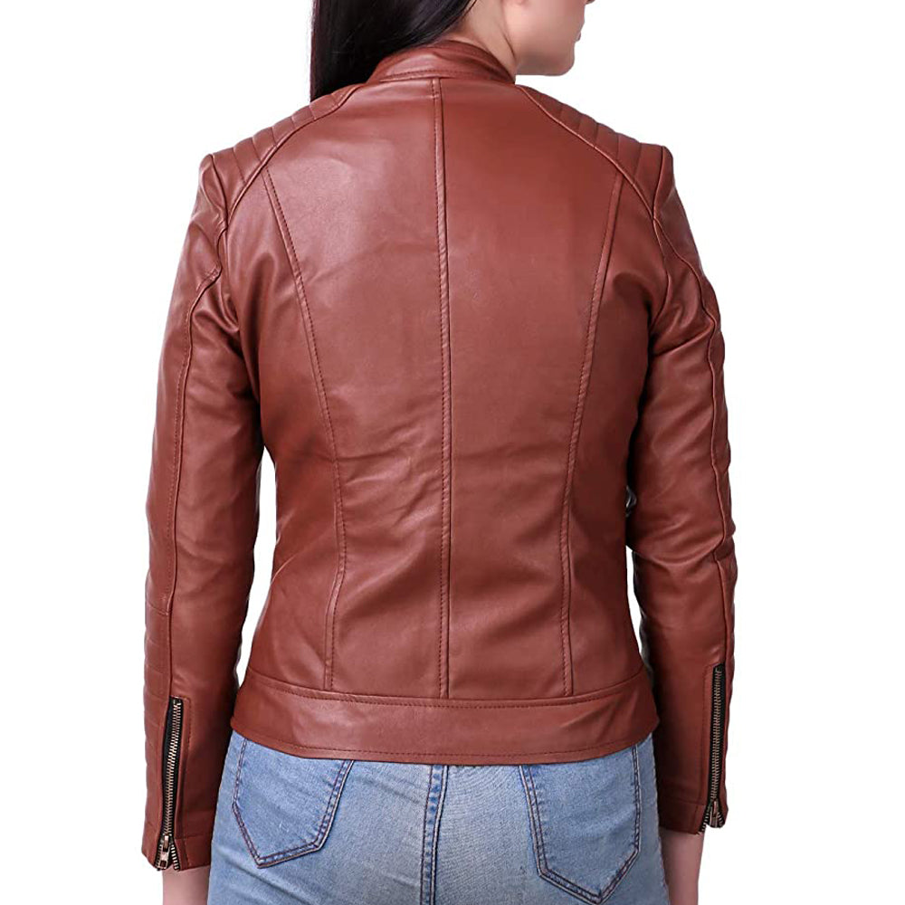 Premium Stylish Brown Fashion Leather Jacket for Women