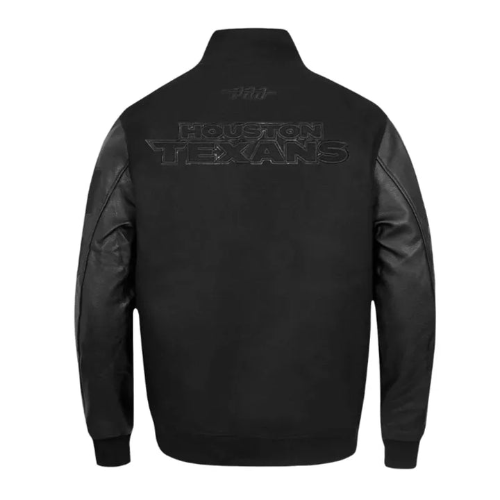Houston Texans Triple Black Varsity Wool-Leather Jacket