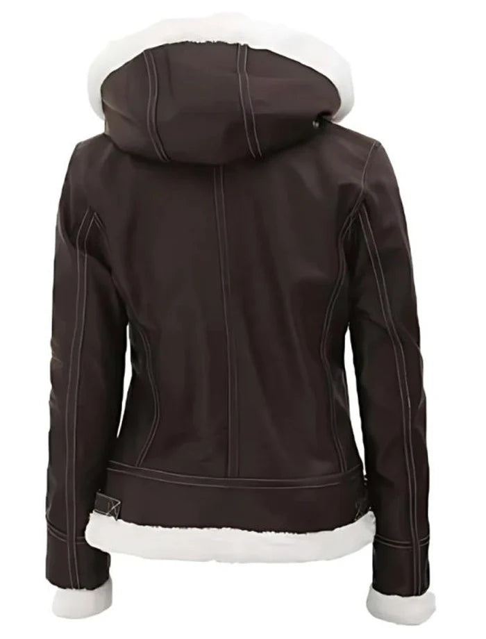 Jasmine Dark Brown Jacket with hood