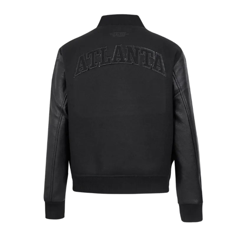 Atlanta Hawks Triple Black Varsity Wool-Leather Jacket