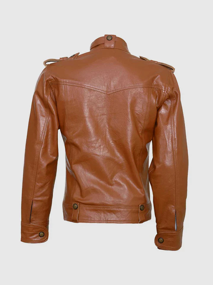 Tan Leather Biker Jacket
