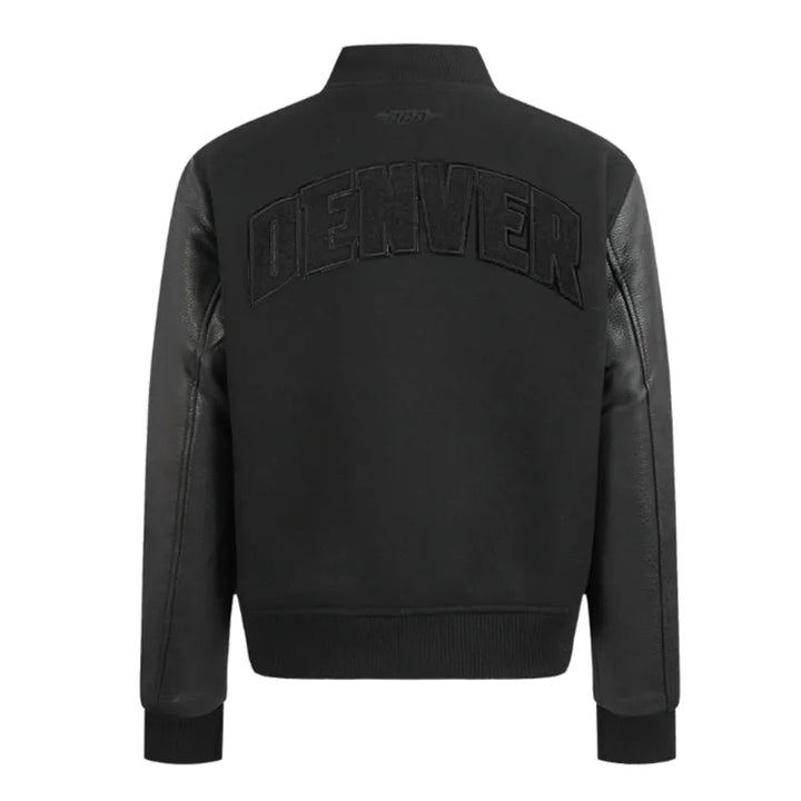 Denver Nuggets Triple Black Varsity Wool-Leather Jacket