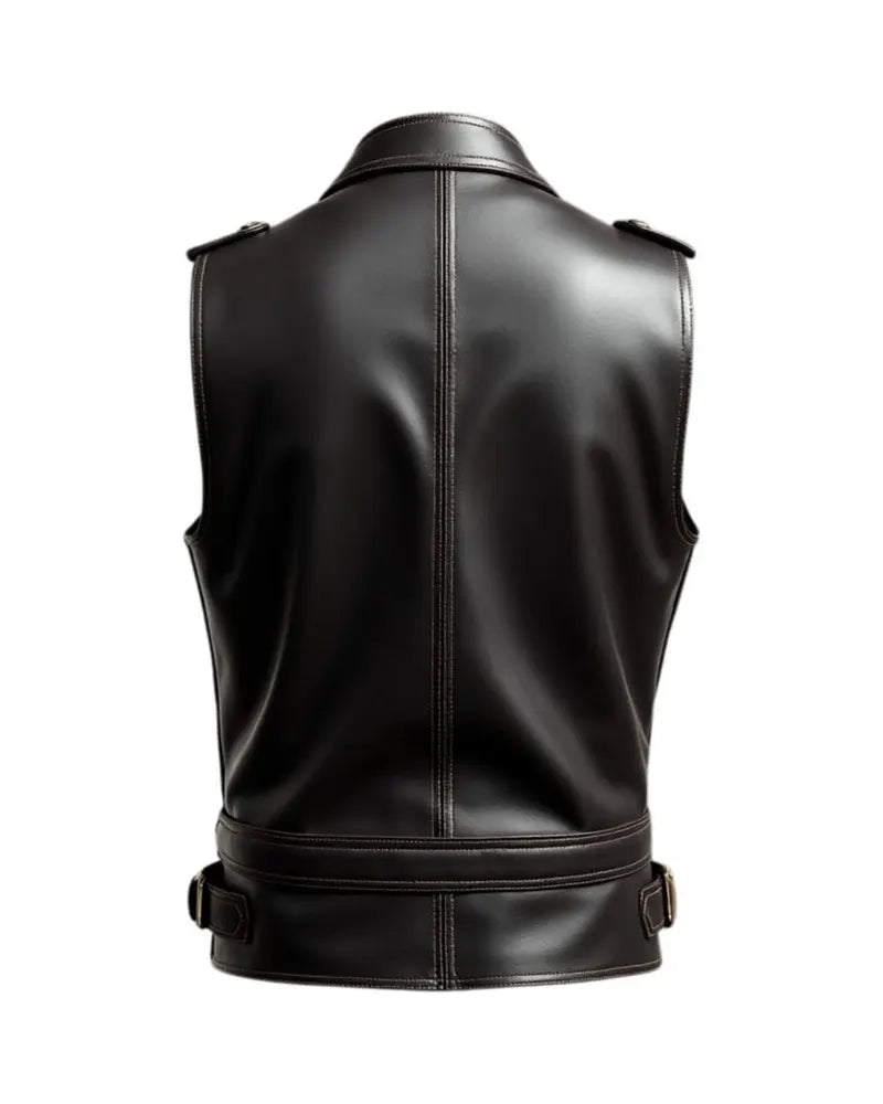 Men’s Premium Black Leather Vest