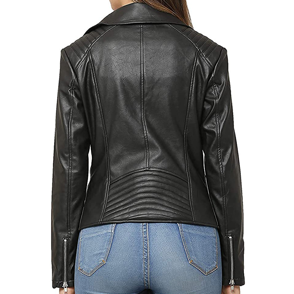 Premium Stylish Black Fashion Leather Jacket for Women