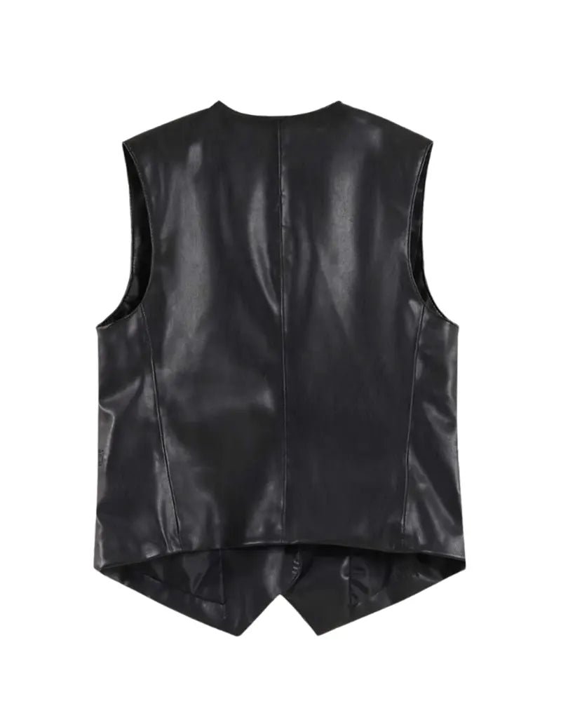 Men’s Black Faux Leather Vest