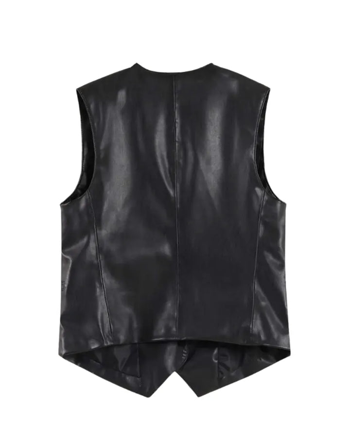 Men’s Black Faux Leather Vest