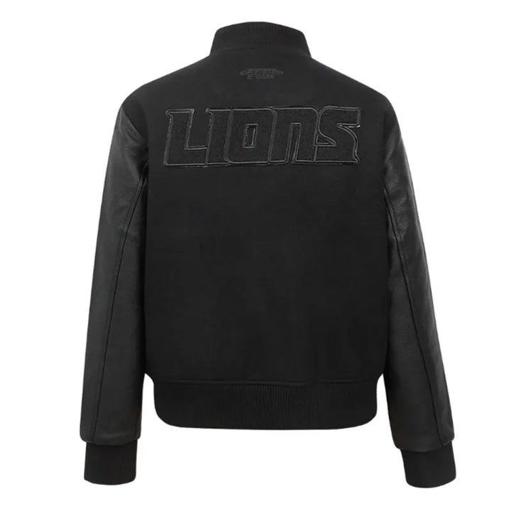 Detroit Lions Triple Black Varsity Wool-Leather Jacket