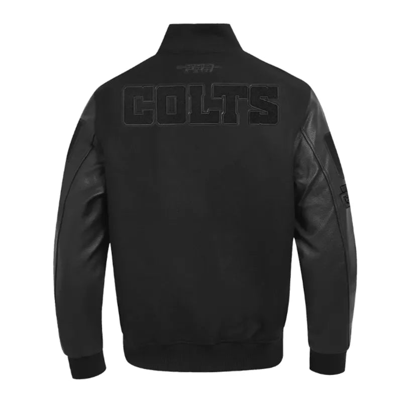 Indianapolis Colts Triple Black Varsity Wool-Leather Jacket