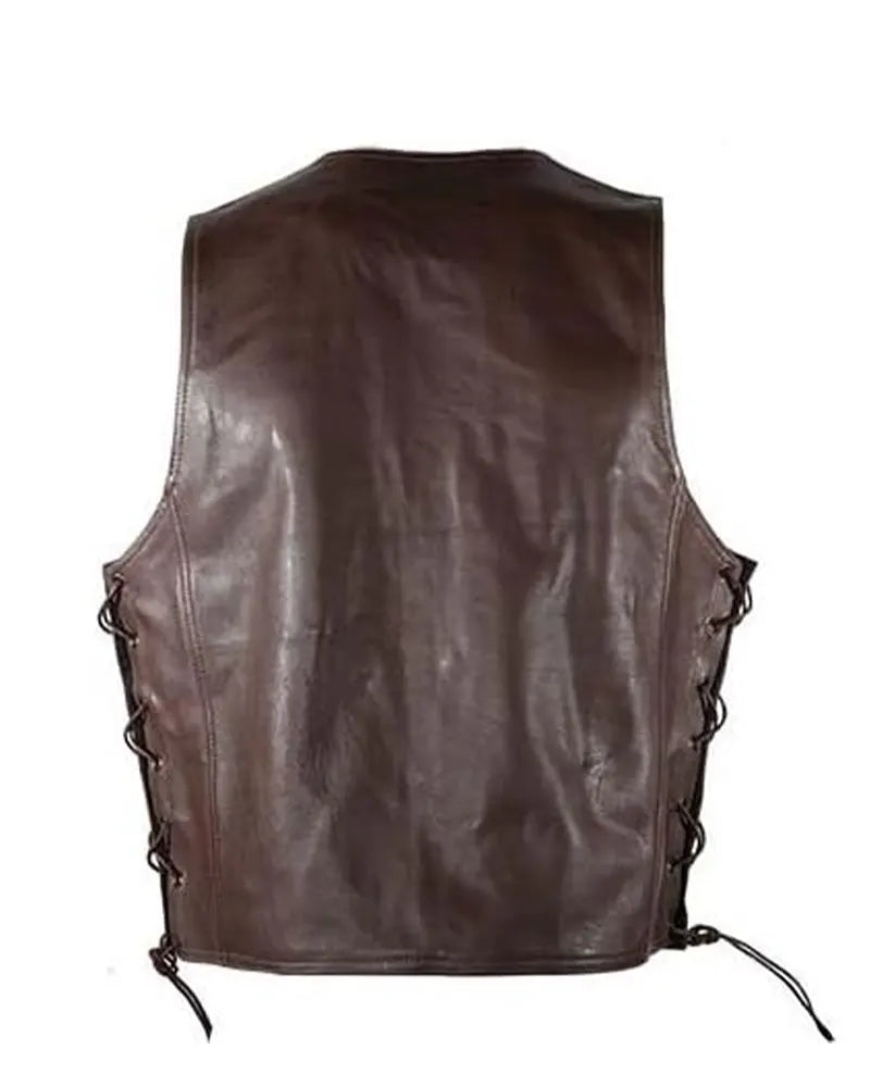 Men’s Dark Brown Leather Motorcycle Vest