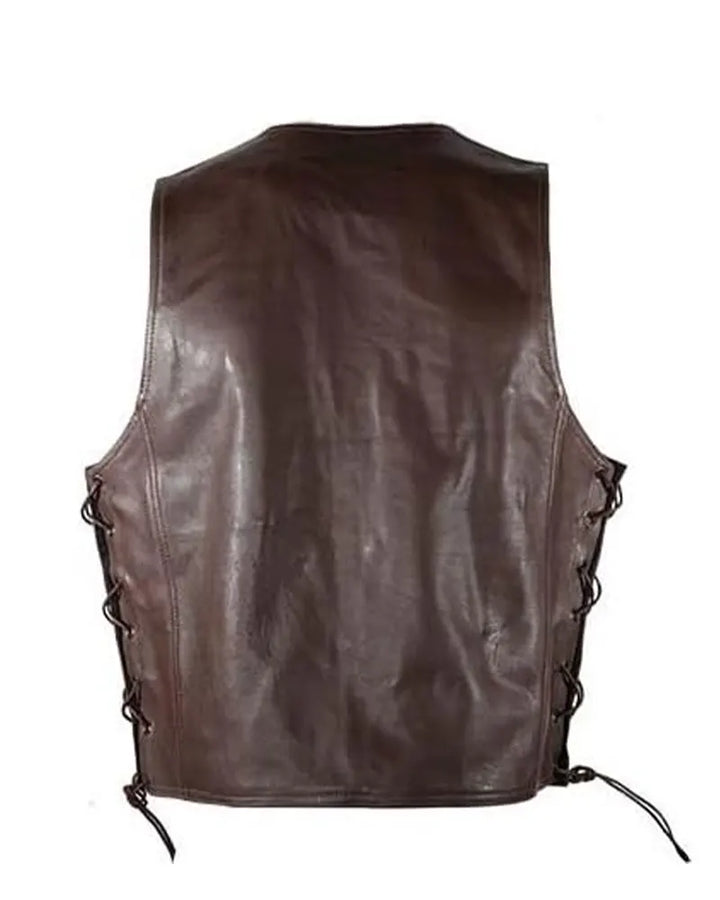 Men’s Dark Brown Leather Motorcycle Vest