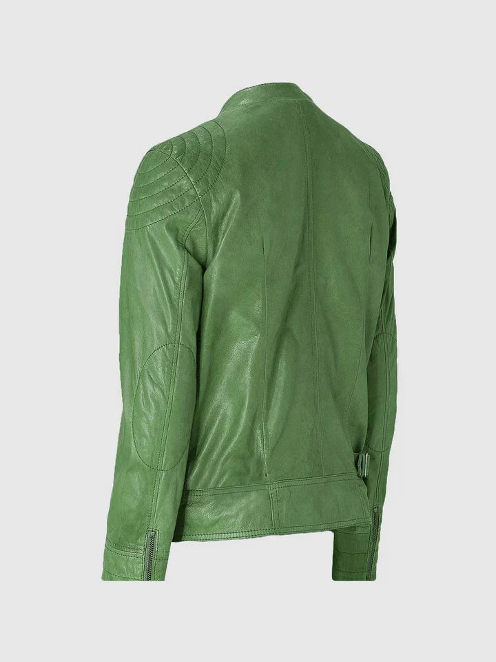 Green Leather Moto Jacket