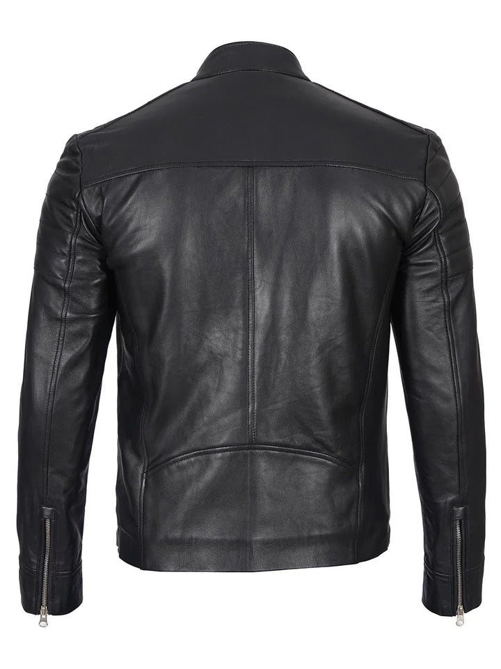 Carrie Men's Black Cafe Racer Leather Jacket