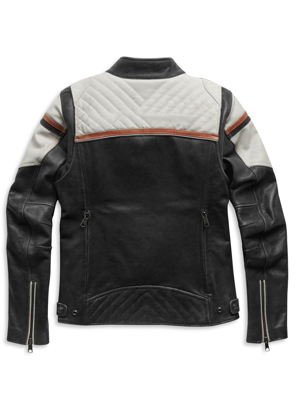 Leather Jacket, White/Black/Orange