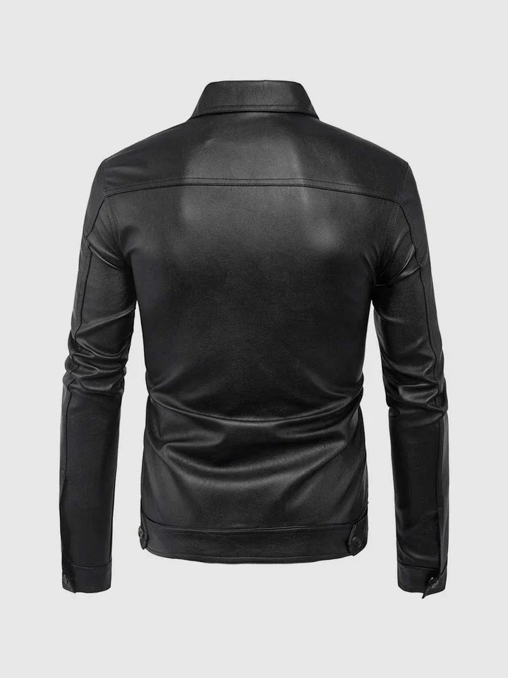 Button Closure Leather Jacket