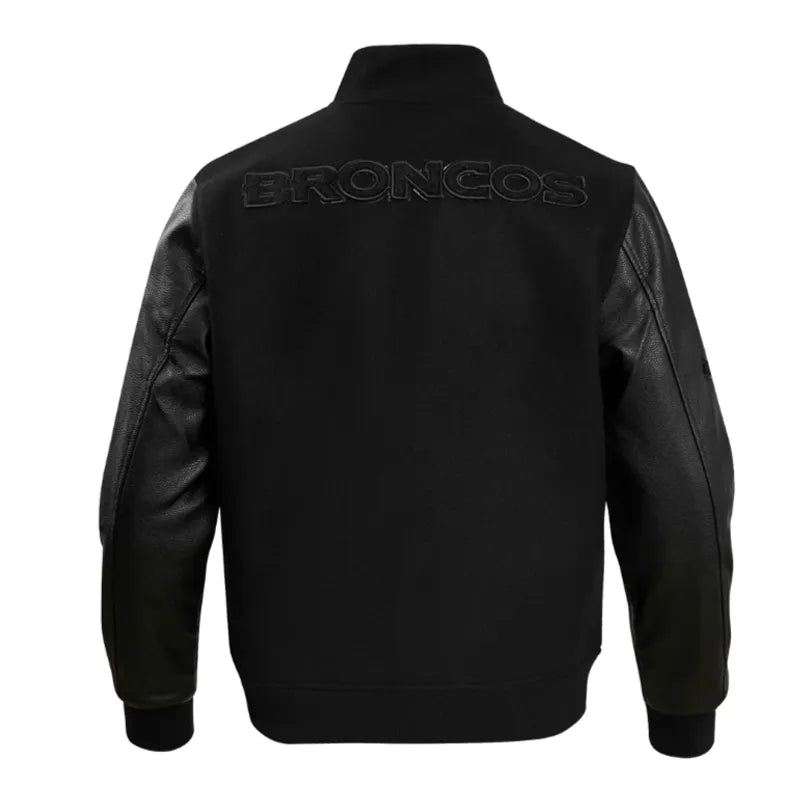 Denver Broncos Triple Black Varsity Wool-Leather Jacket