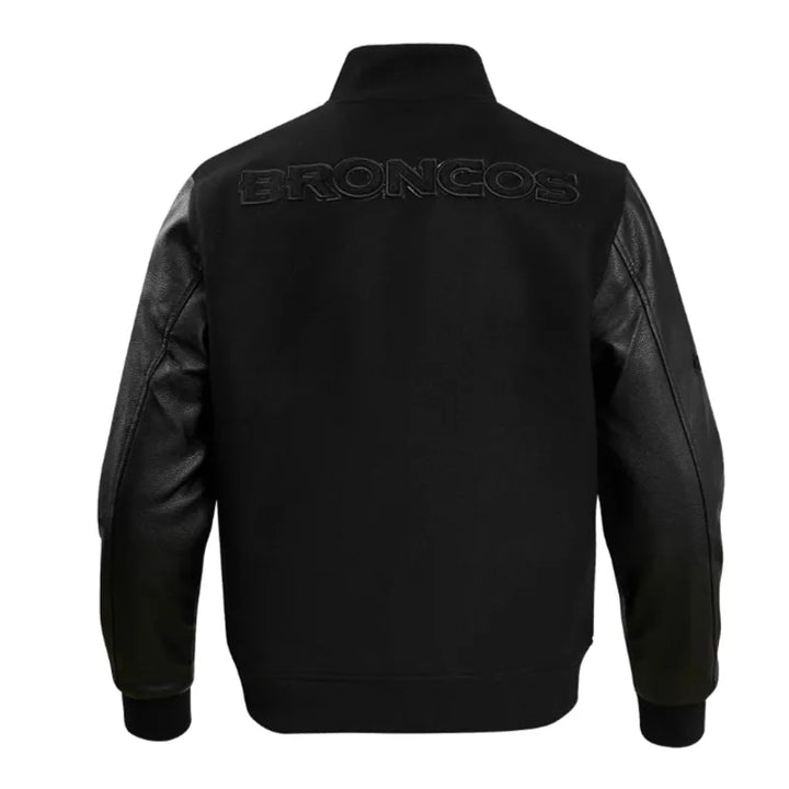 Denver Broncos Triple Black Varsity Wool-Leather Jacket