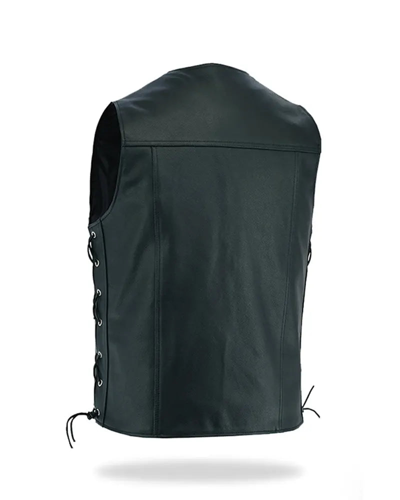 Mens Black Biker Leather Vest