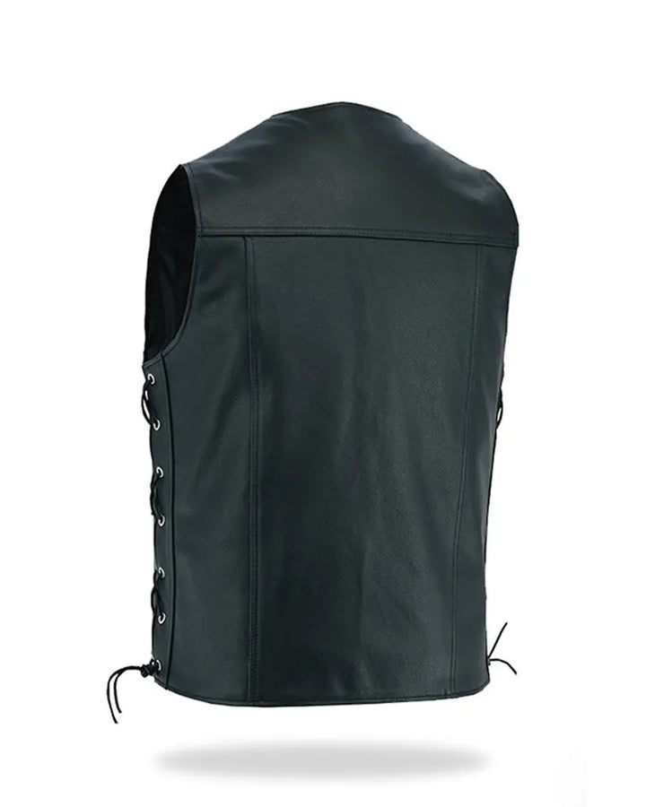 Mens Black Biker Leather Vest
