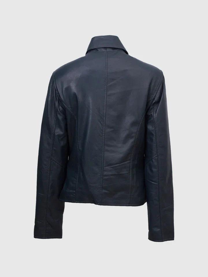 Dark Blue Leather Jacket
