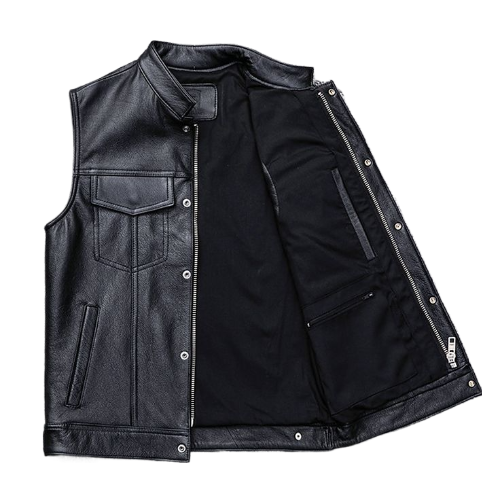 Men’s Gilet Black Leather Vest