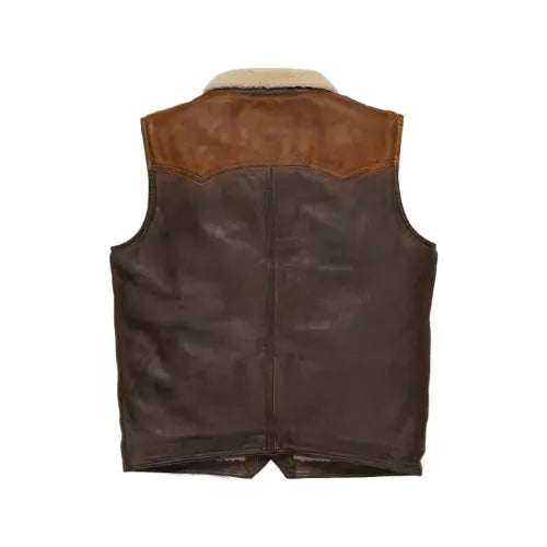 Men’s Brown Shearling Fur Leather Vest