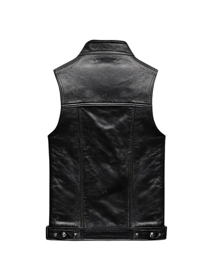 Men’s Classic Black Leather Biker Vest