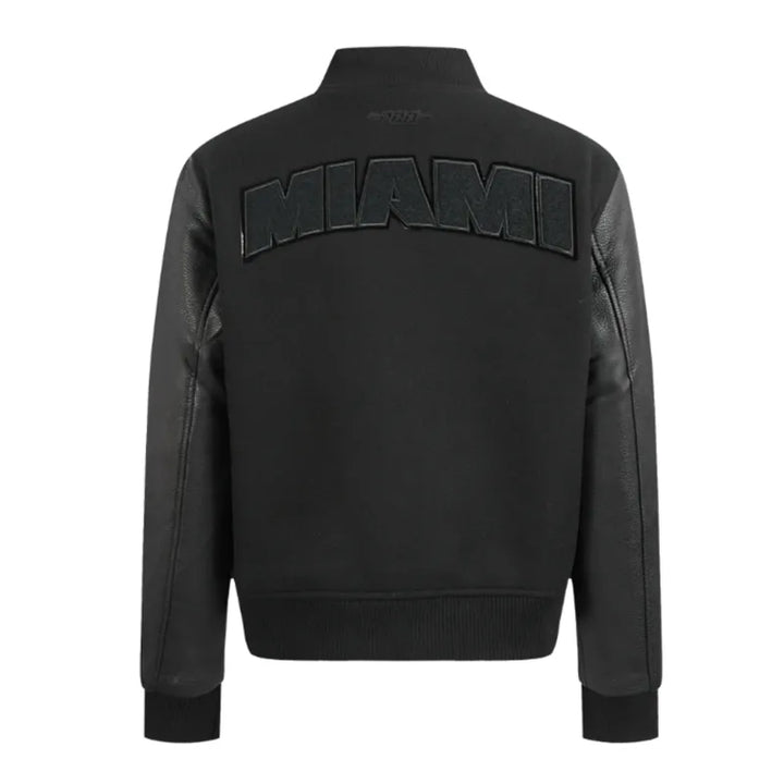 Miami Heat Triple Black Varsity Wool-Leather Jacket