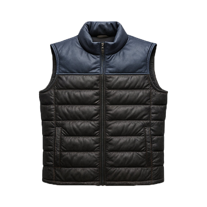 Men’s Bridger Blue Leather Down Puffer Vest