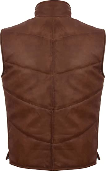 Men’s Brown Puffer Leather Vest