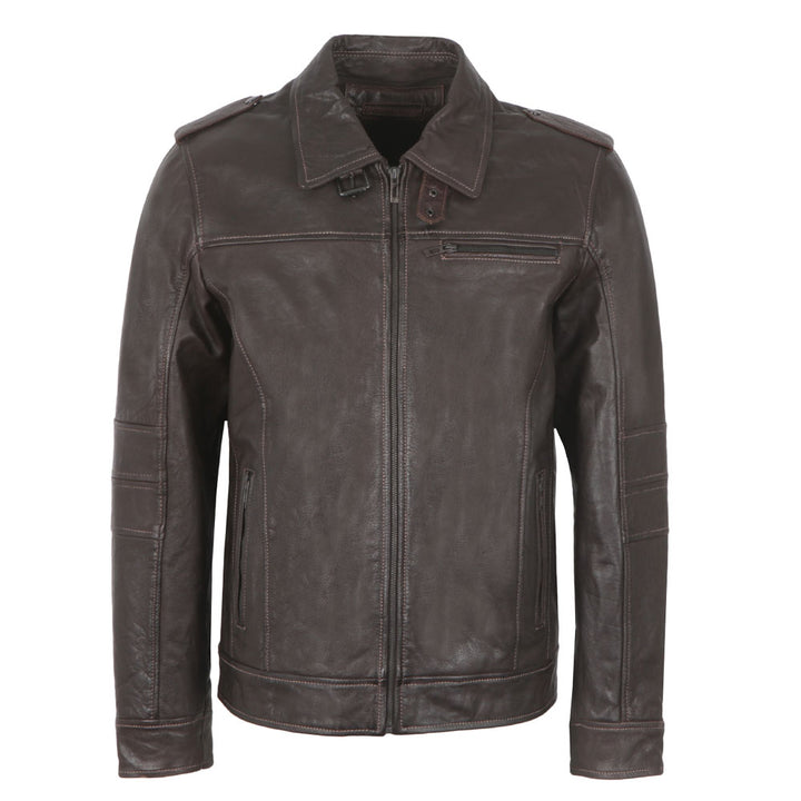 Premium Stylish Brown Fashion Hoodie Leather Jacket for Men