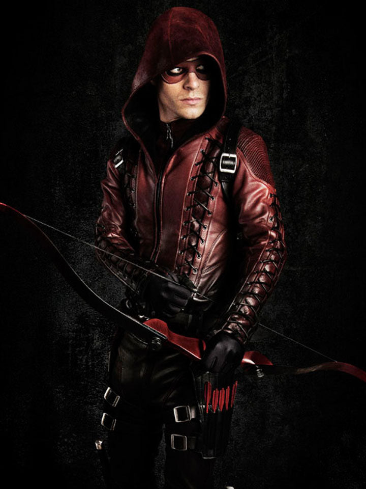 Maroon Leather Hoodie