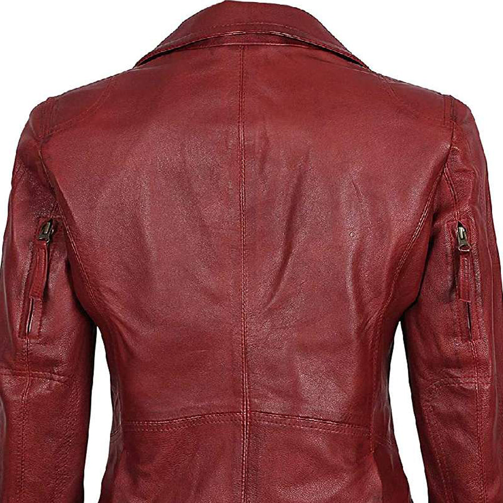 Premium Stylish Red Biker Fashion Leather Jacket for Women