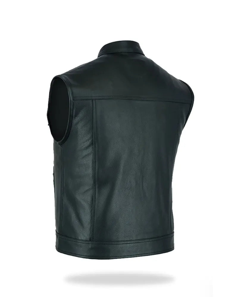Men’s Black Leather Biker Vest