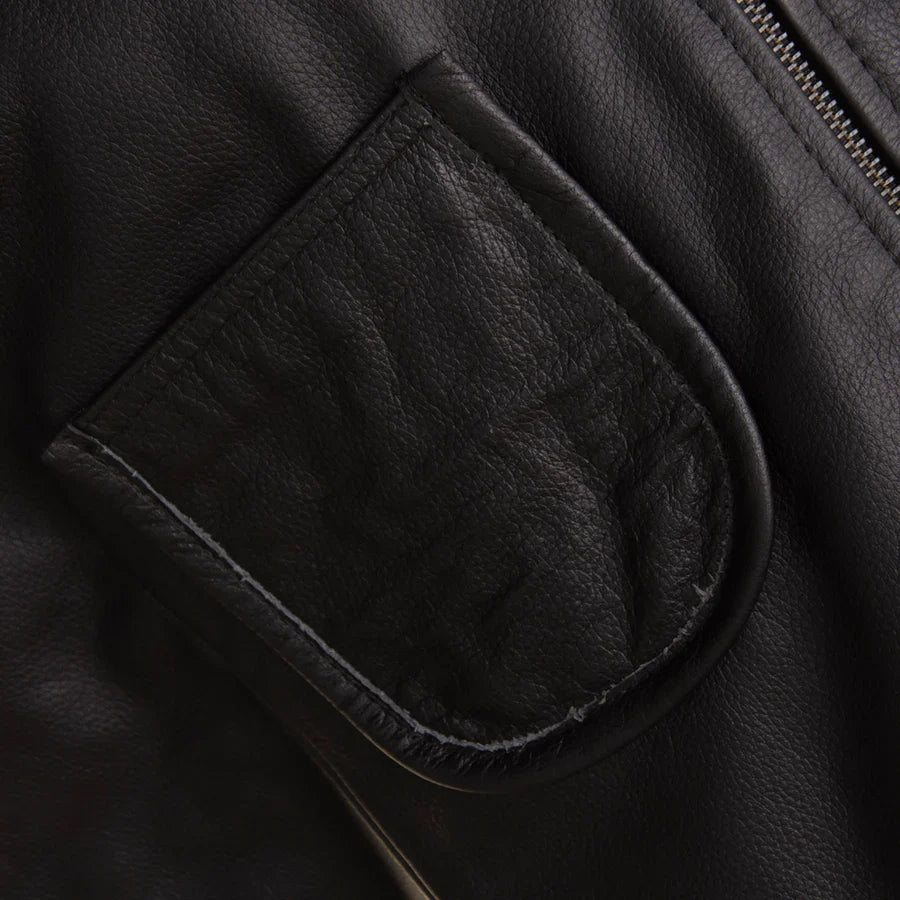 Black Quilted Leather Vest for Men