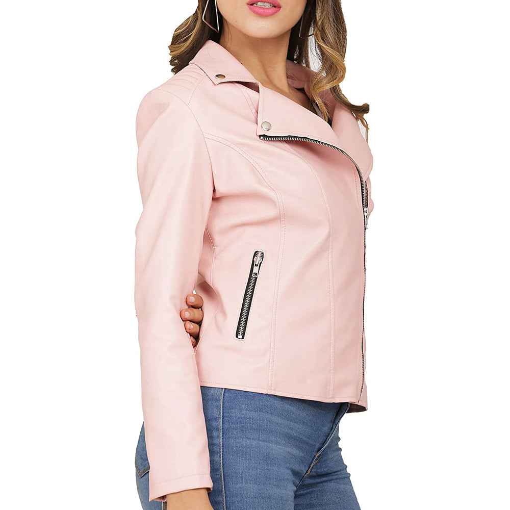 Premium Stylish Pink Fashion Leather Jacket for Women
