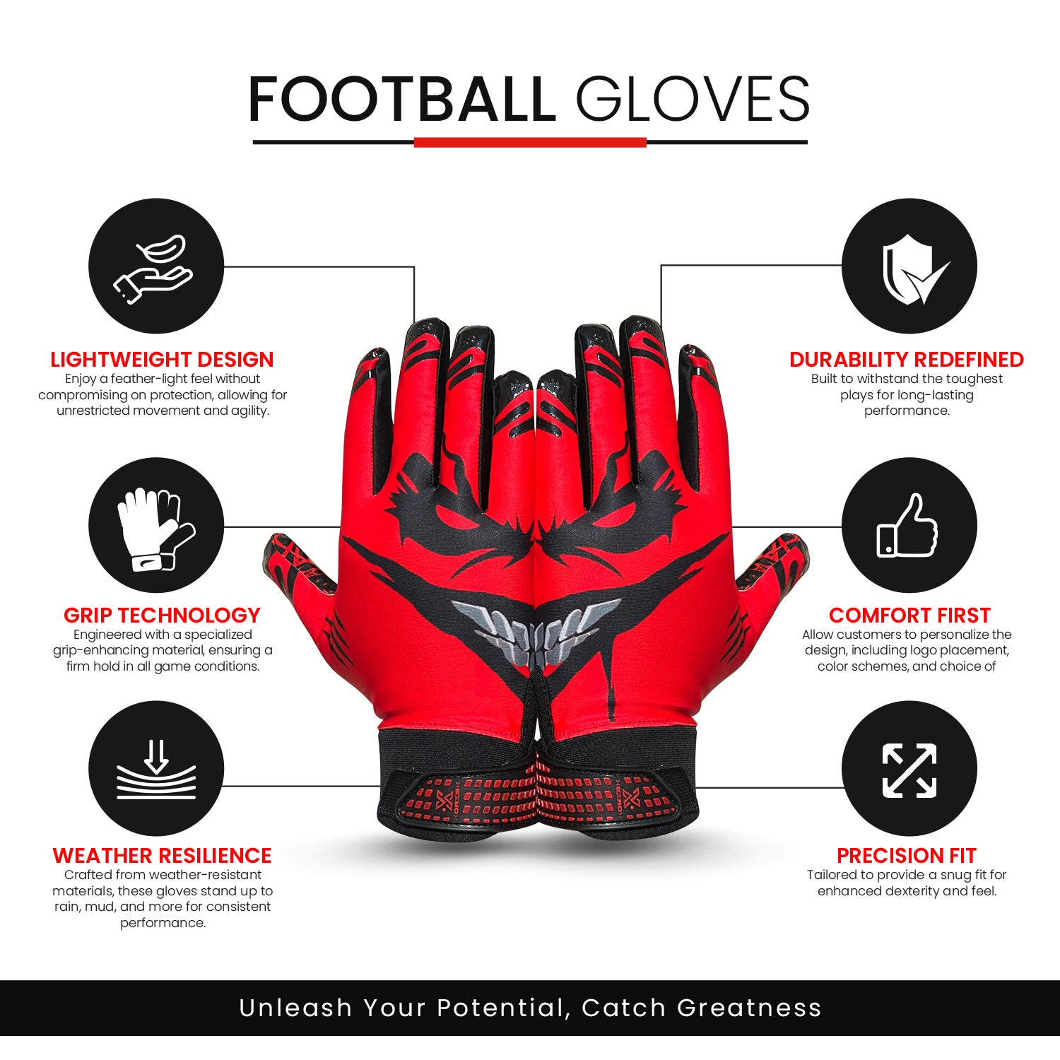 Xezrox Wear Football Gloves – Youth & Adults Kids Sizes
