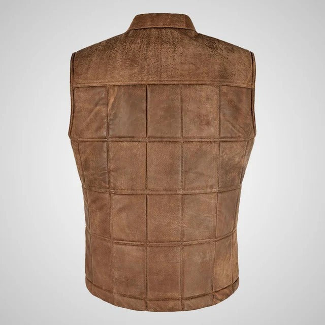 Men’s Brown Buff Padded Leather Vest